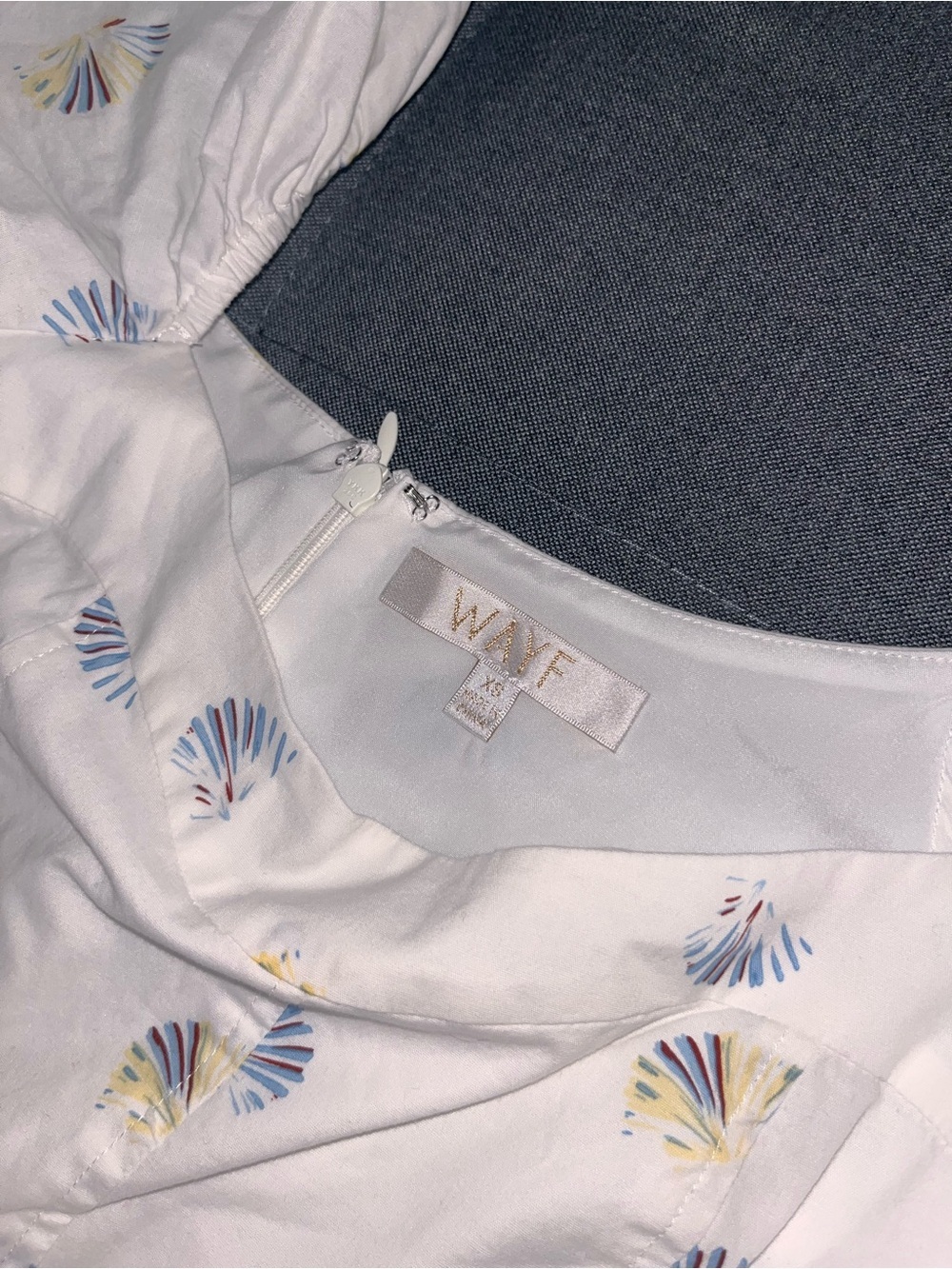 Wayf White Mini Dress with Pastel Fan Print - Picture 7 of 7